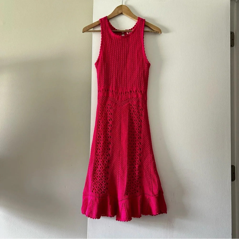 Lilly Pulitzer Molly Azalea pink harbor crochet sleeveless sweater dress - Picture 3 of 6
